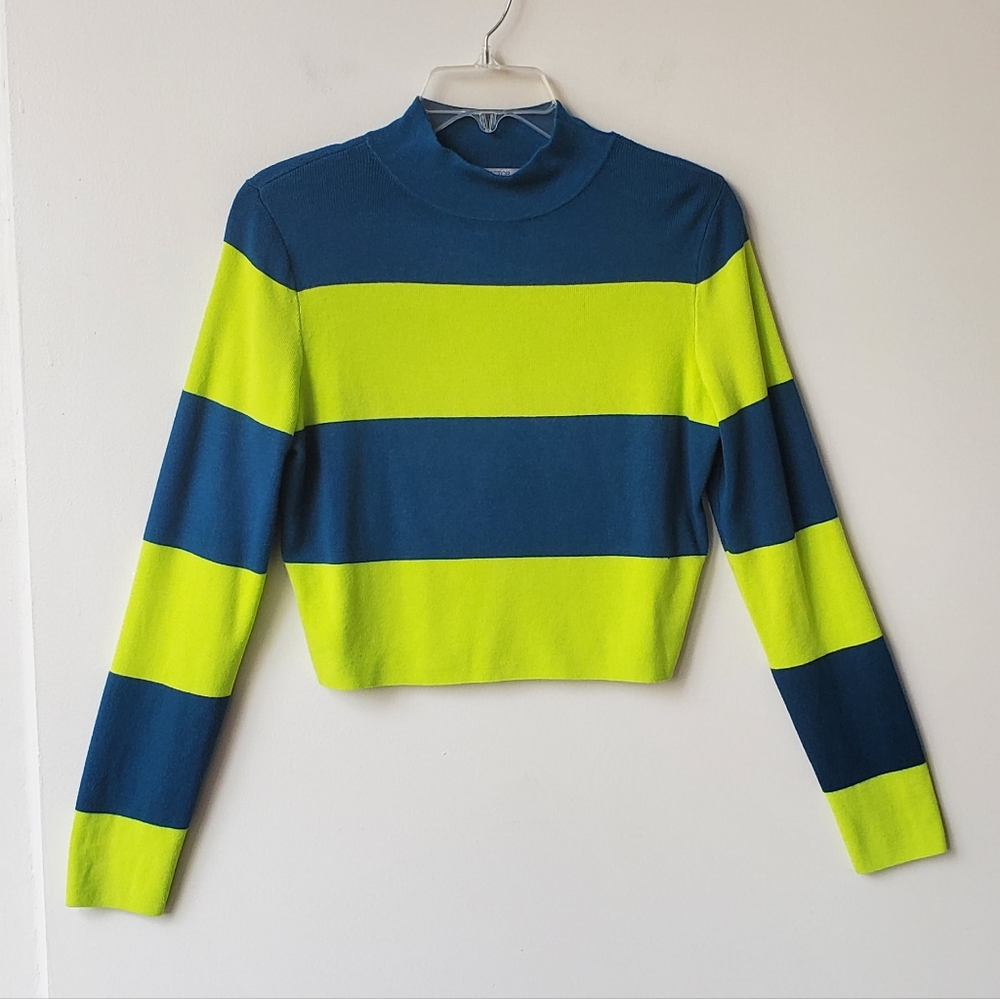 Victor Glemaud Stripe Long Sleeve Crop Top